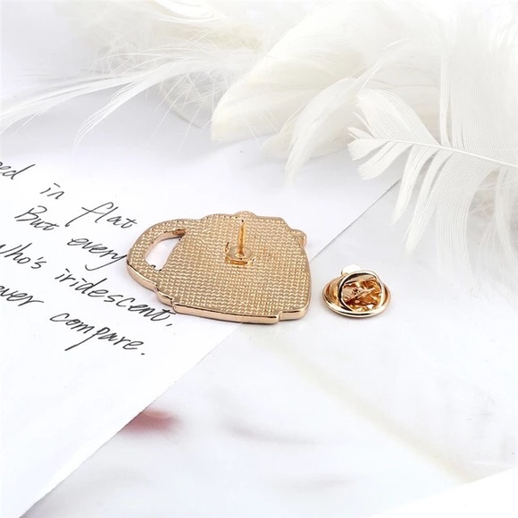 Black & White Nature Mountains Outdoors Coffee Tea Pot Metal Enamel Pin Brooch - Picture 4 of 7